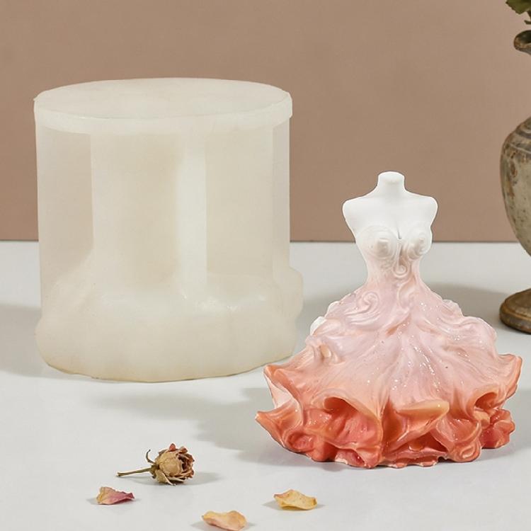 Wedding Dress Silicone Candle Molds Multipurpose Silicone Mould Baking Tool for Candle Soap Chocolate Wedding Decoration