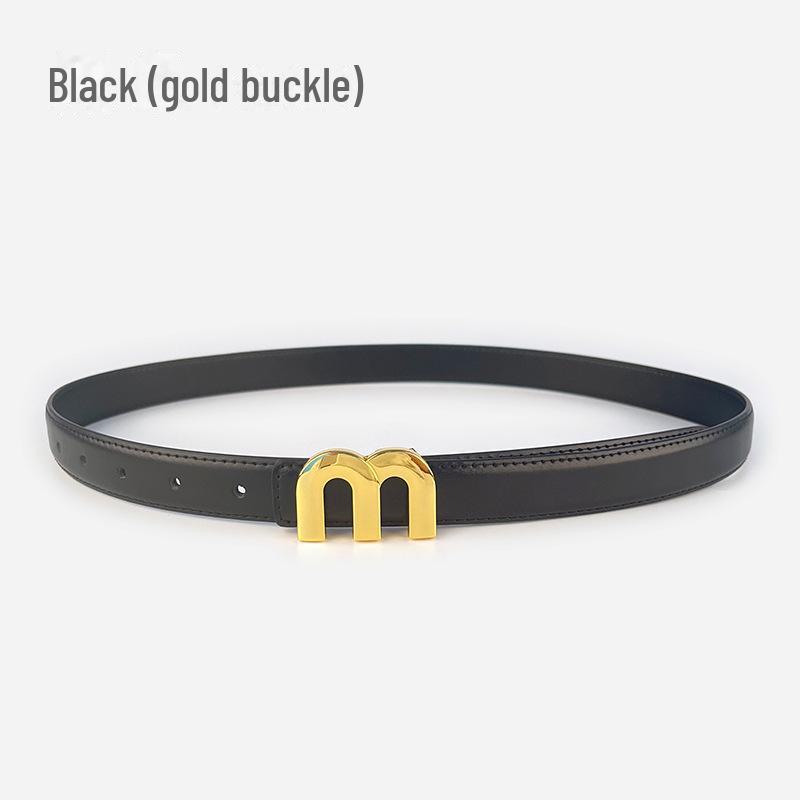 M Letter Genuine Leather Women's Belt - Versatile for Casual Pants, Skirts, and Jeans