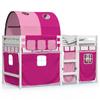 VidaXL Children's Mezzanine Bed with Tunnel, Mid Sleeper Bed with Storage, Bedroom Furniture, Modern, Pink 3283858