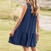 Women's Fashion Casual Sleeveless V-Neck Button Color Dresses