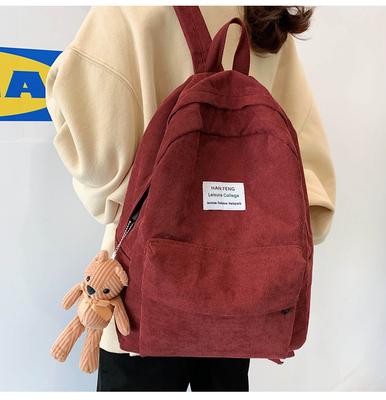 Preppy Style Women Backpack Corduroy Design School Bags For Teenage Girls Travel Backpacks Female Shoulder Bags Daypack Black