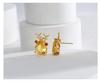 E0532 Christmas Reindeer Zircon Stud Earrings, Women's Gold-Plated Copper, European and American Festive Style.