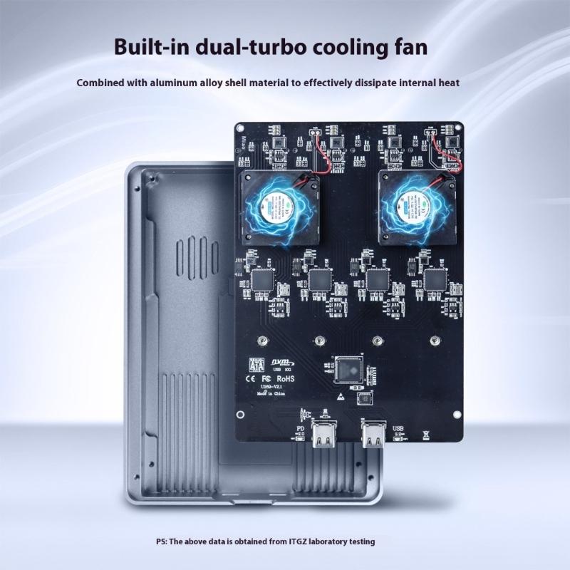 Industrial 4 Slot M.2 NVMe Enclosure Box Cooling Case And Hot Swappable Tray For 2280 Solid Disks