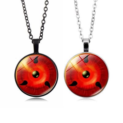 Glass Wheel of Reincarnation Eyes Shape Pendant Necklace Women Men Gift