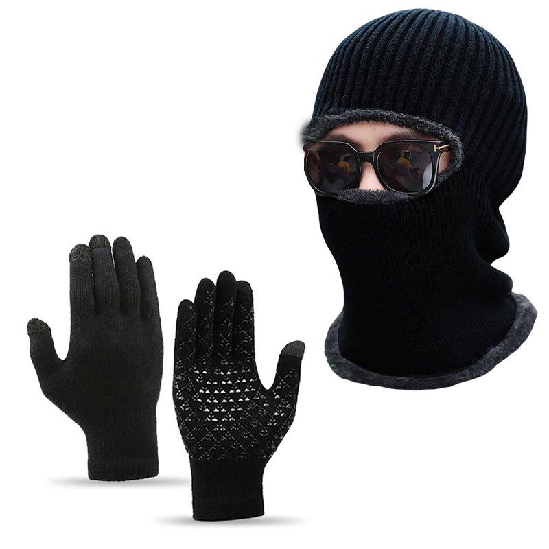 

Унисекс Зимняя Шерстяная Шапка и Перчатки с Сенсорным Экраном с Защитой Ушей