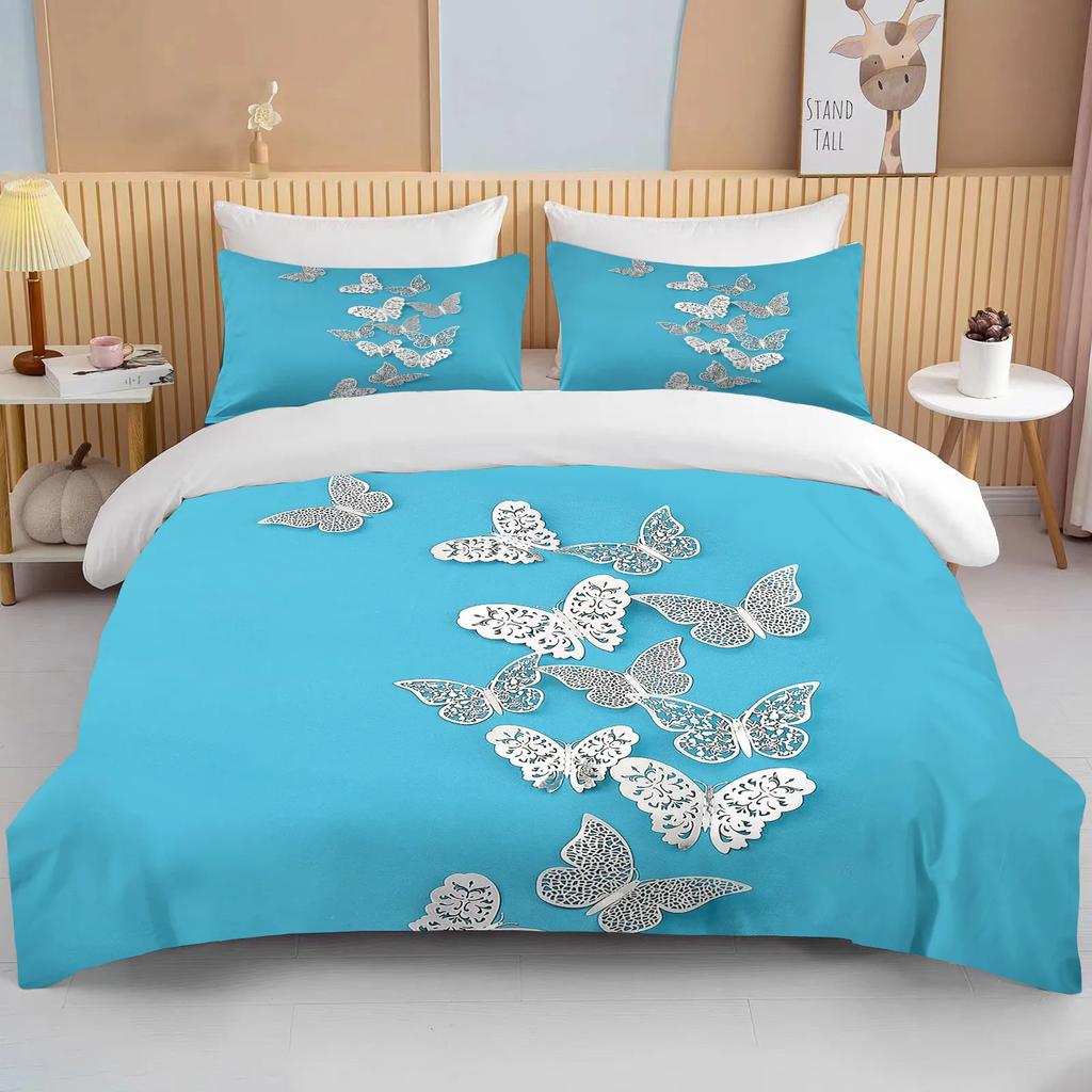 12 Sizes Gold Butterfly Bedding Set Luxury Black Duvet Cover Bedclothes 3d Printed Comforter Bedding Sets For AdultsCute Bed Set