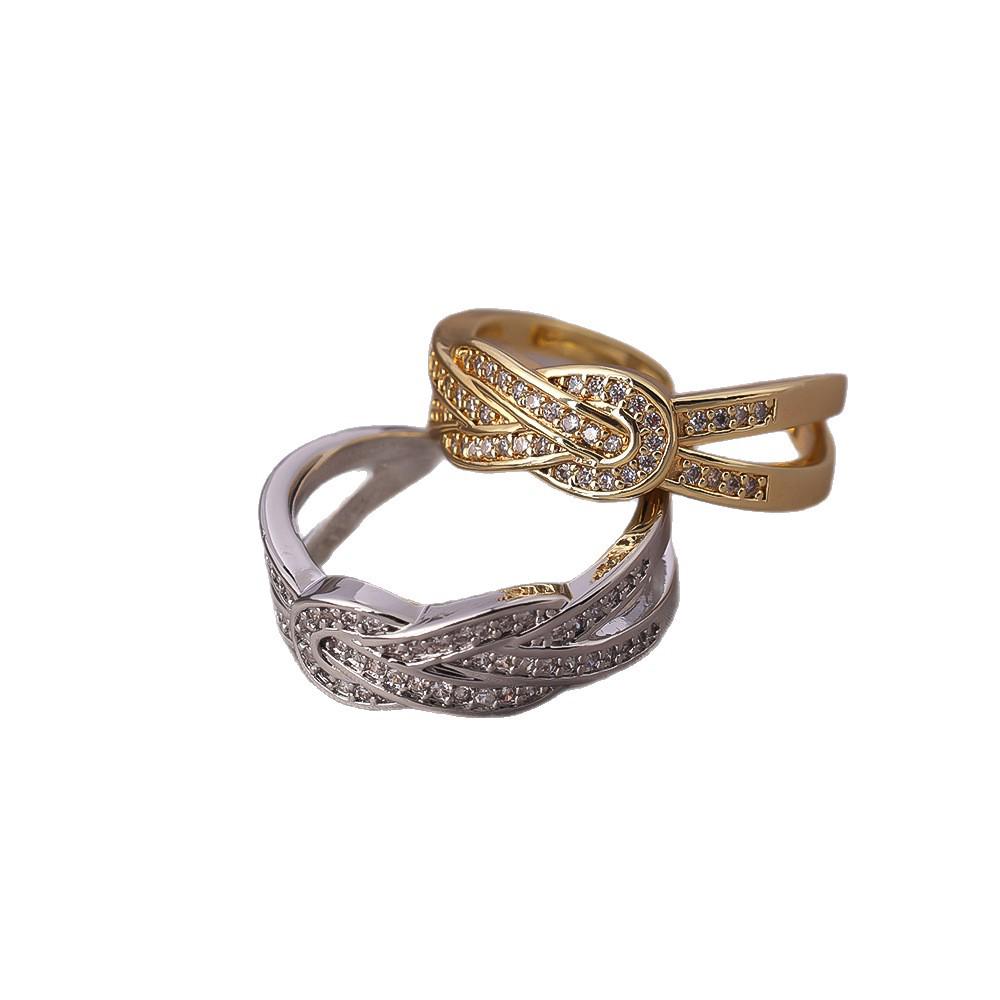 Elegant Women's Ring: Real Gold and Silver-Plated, Micro-Set with Zircon, Fashionable Copper Net Red Style.