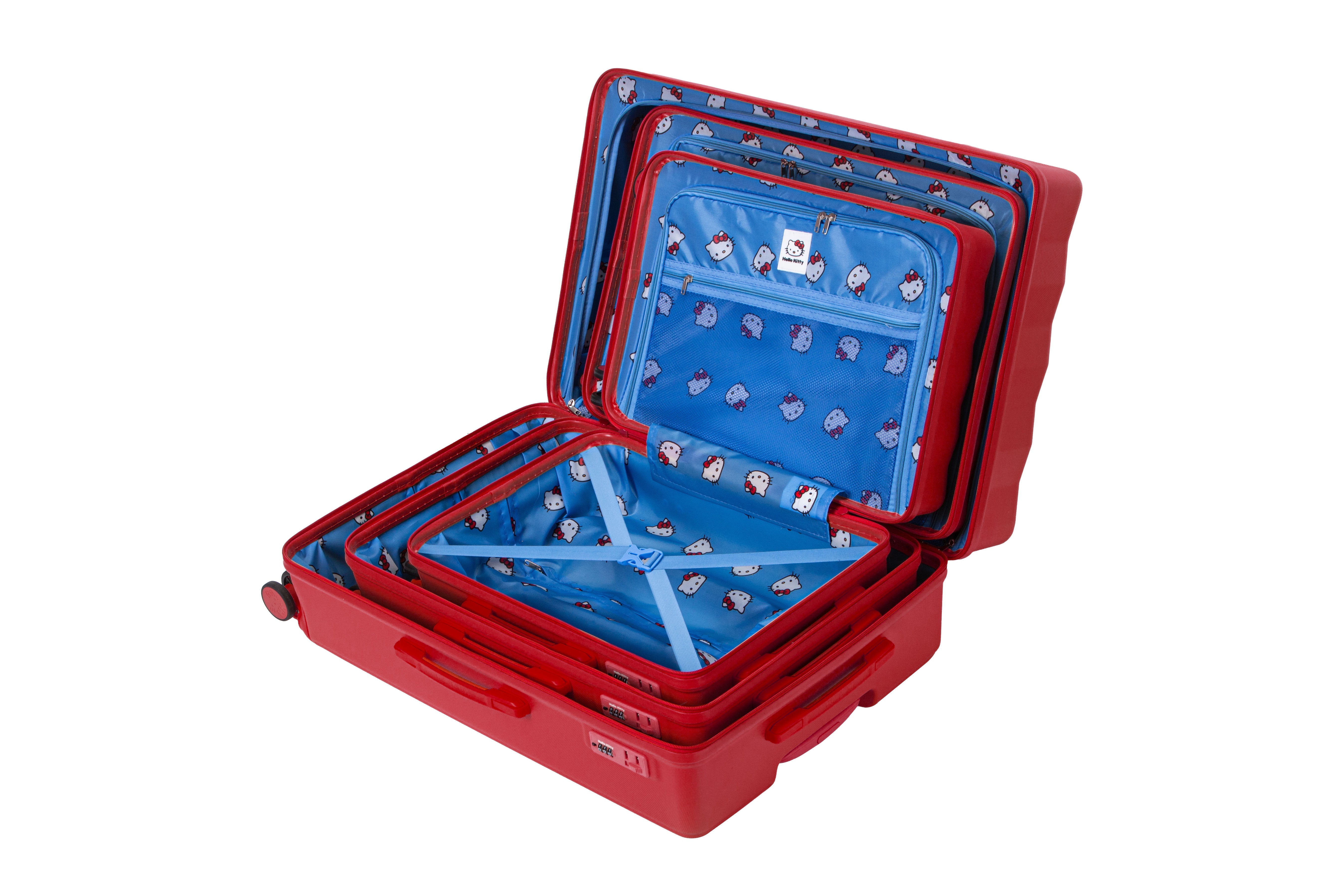 Valise Enfant Hello Kitty Wink Bleu 50x39x20 Cm - Rigide ABS, 34L, 4 Roues, Fermeture Combinaison