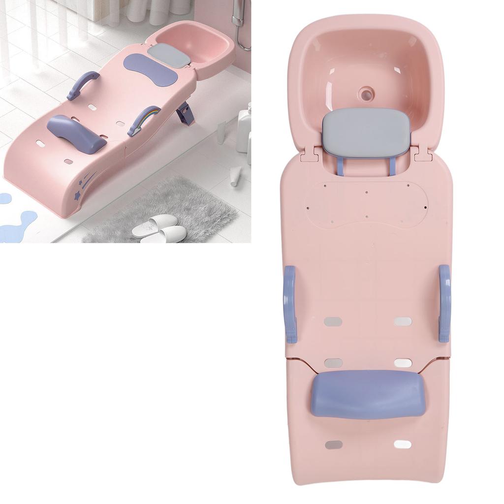 Kids Shampoo Chair Foldable Prevent Slip Toddler Hair Washing Chair with Shampoo Basin for 0 to 10 Years Old Child