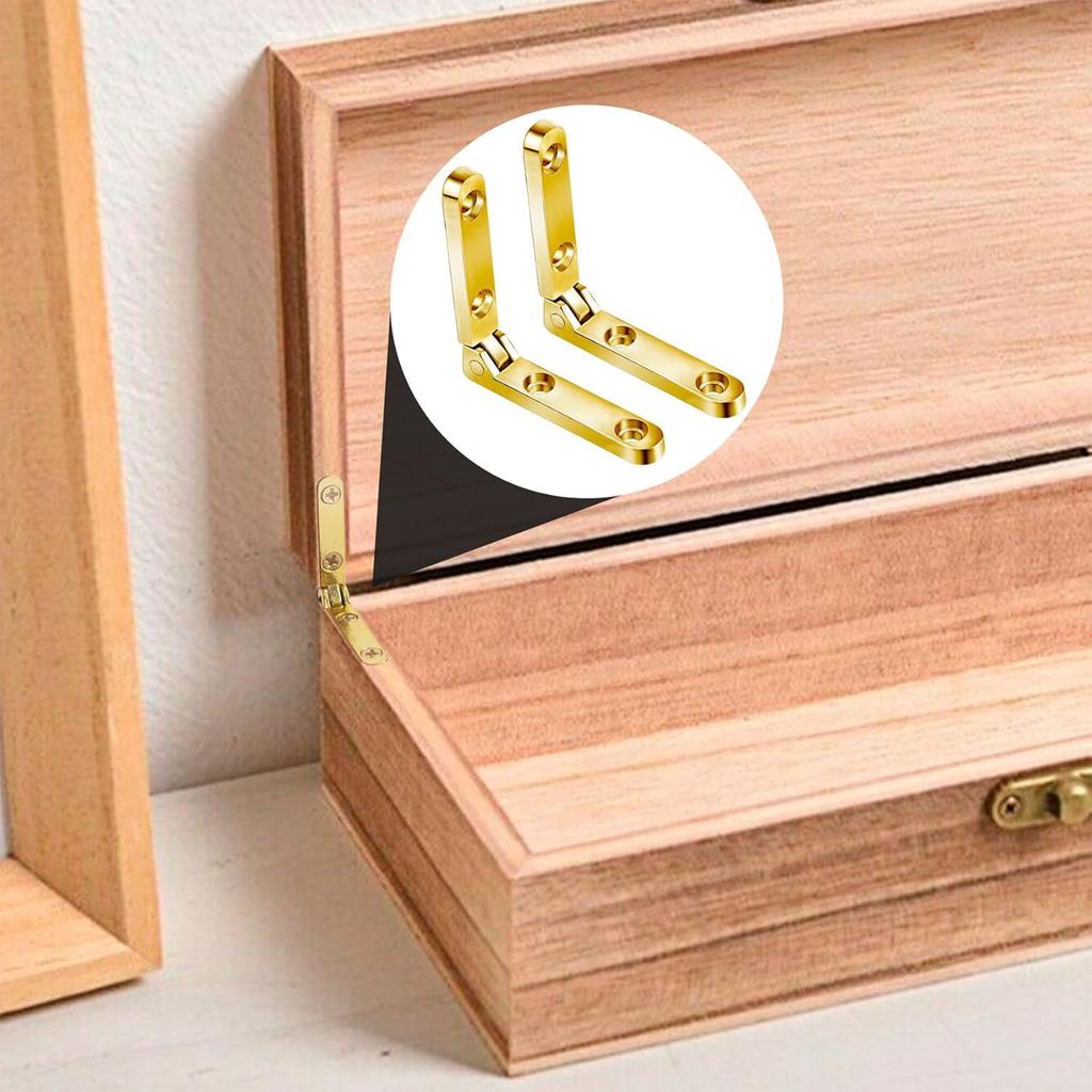 30 Sets Gold 90 Degree Hinges with Screws Small Chest Hinges Decorative Hinges Set for Wooden Boxes Jewelry Cabinets