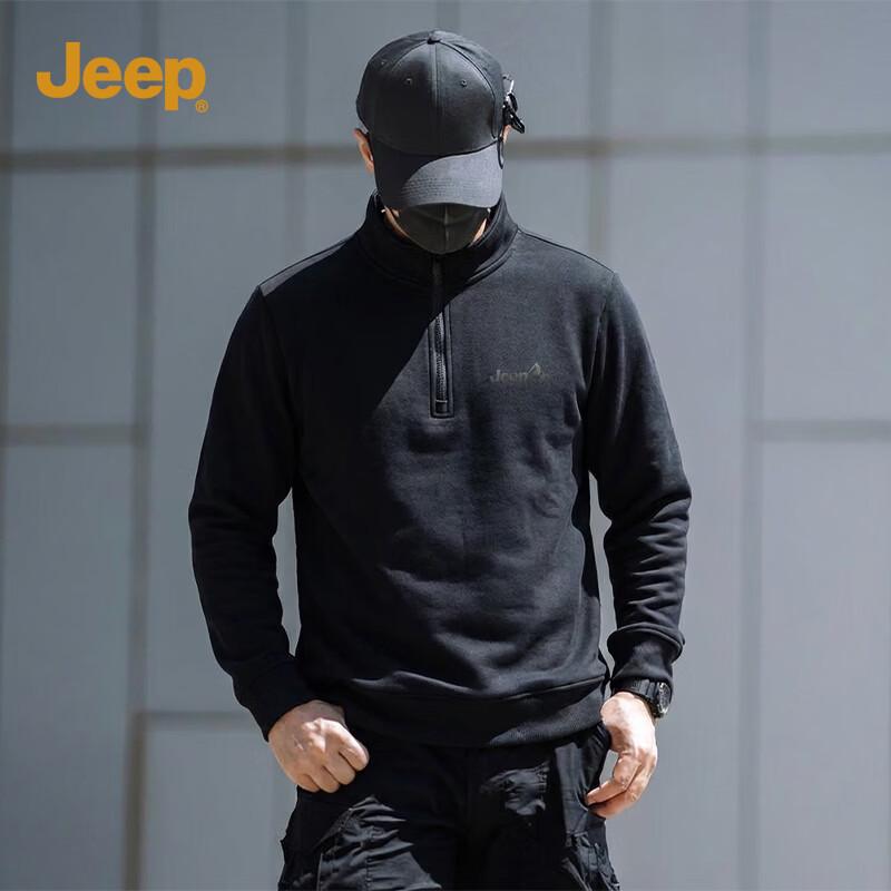 JEEP Men s American Style Half-Zip Stand-Collar Sweatshirt M