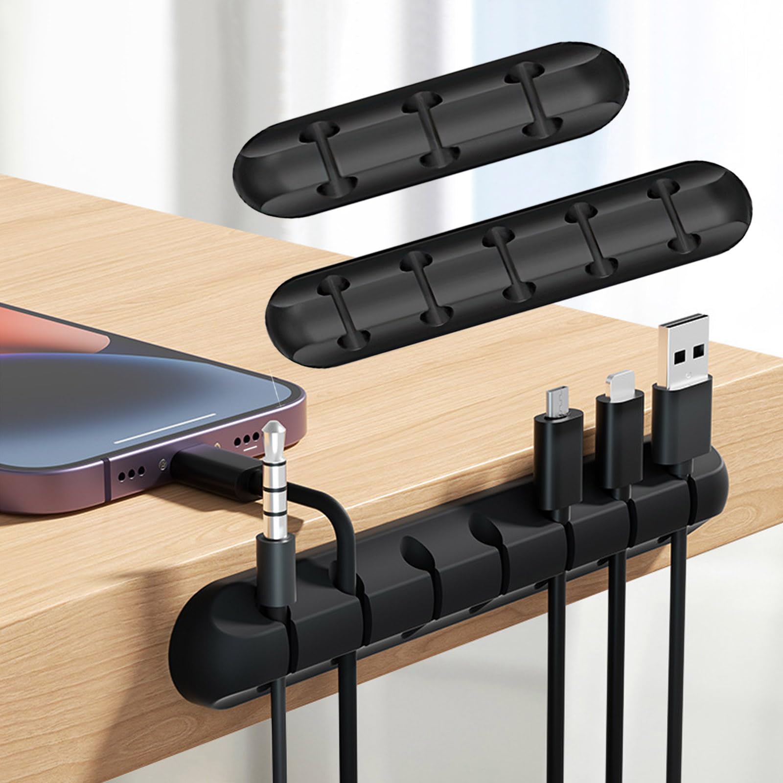 

Refoiner Cable Clips, 3-Pack Cable Holder, Organizes Cables, USB Charging Cables, Headphone Cables, Mouse Cables, Keyboard Cables, and More, Desk