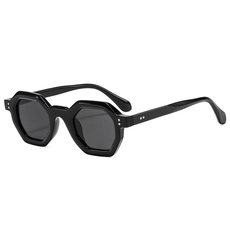 Fashion Polygon Small Square Women Sunglasses Retro Rivets Men Leopard Shades UV400 2025 Trending Blue Purple Sun Glasses