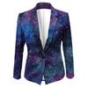 Womens Gradient Starry Sky Print Blazer Slim Fit Business Casual Jacket With Notched Lapel Single Button