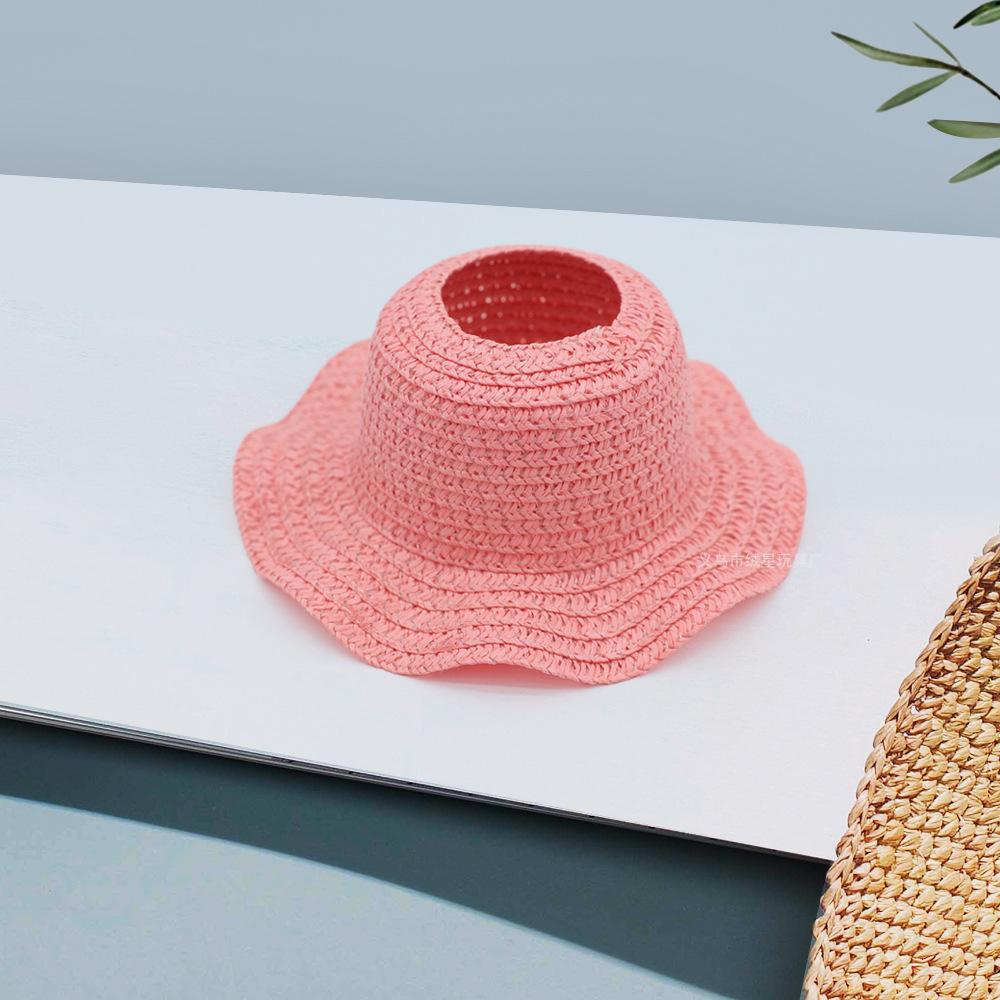 Labubu Hollow Top Open Straw Hat Knitted Hat Party Dress Accessories Rustic Style Labubu Baby Clothes Decoration with