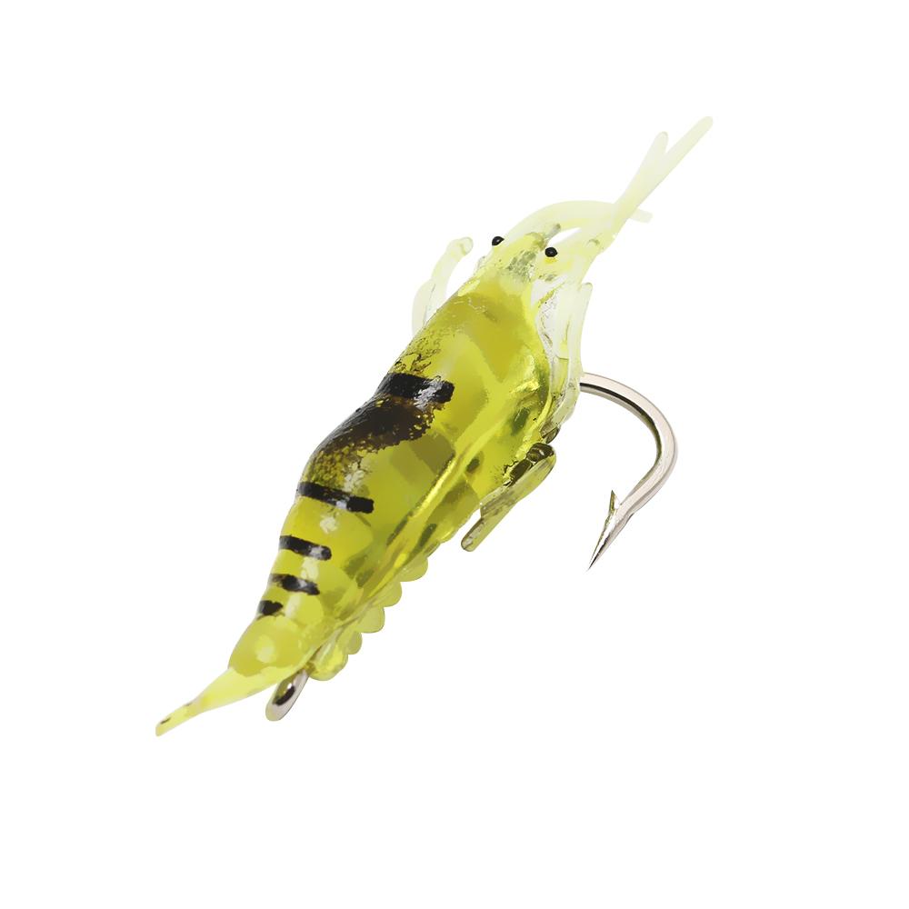 10Pcs Luminous Creative Soft Hook Worm Silicone Sea Fishing Prawn Lure Shrimp Fake Bait