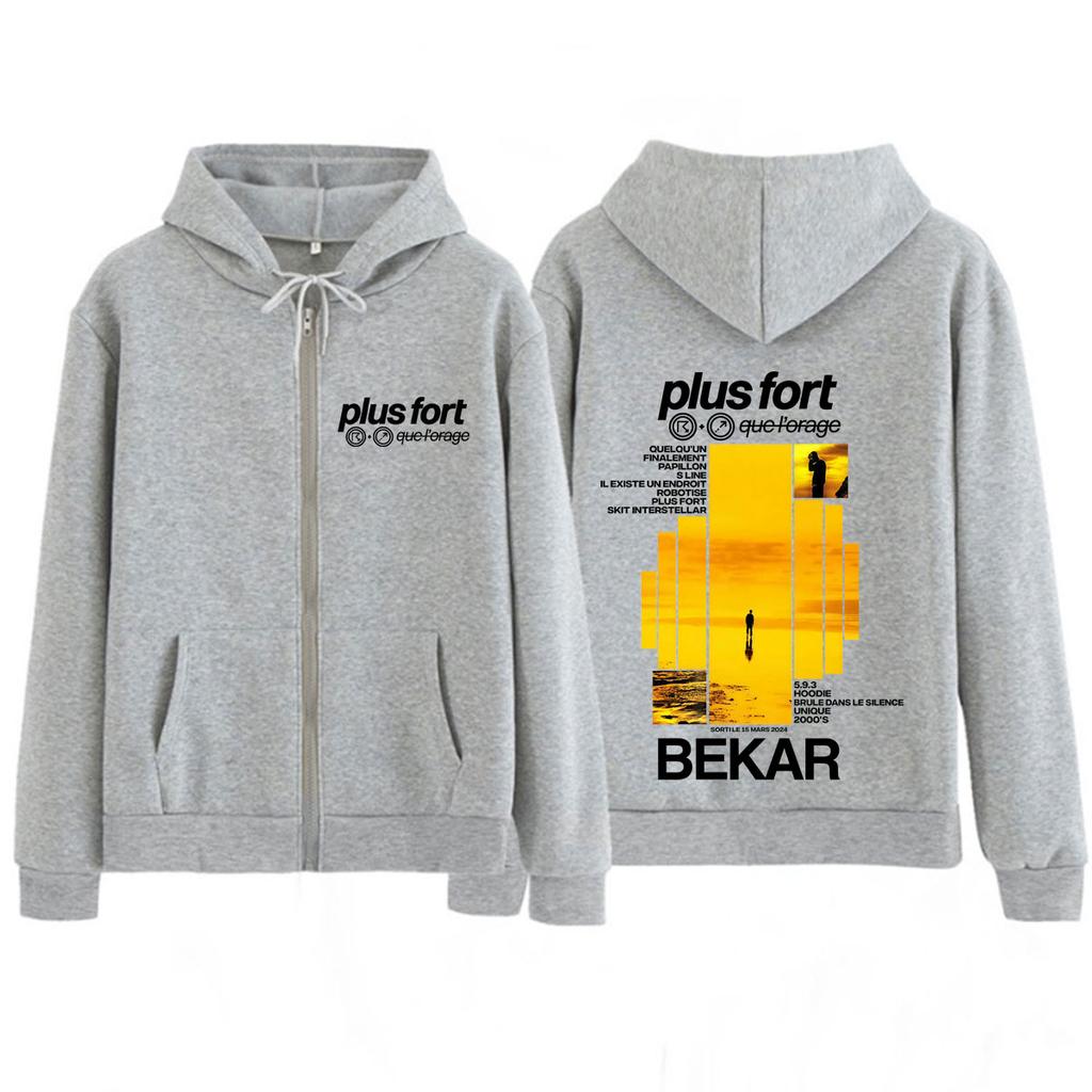 Rapper Bekar Plus Fort Album Grafik Reißverschluss Herren Damen Sweatshirts Langarm Lässig Übergroß Reißverschluss Jacke