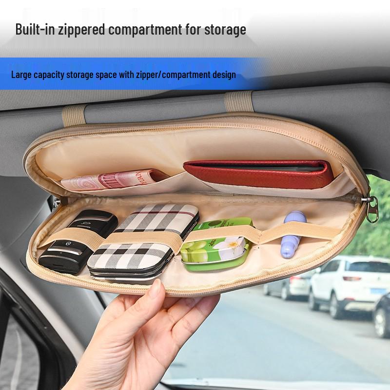 Car Sun Visor Storage Bag: Document & Card Holder, Multi-functional Interior Organizer