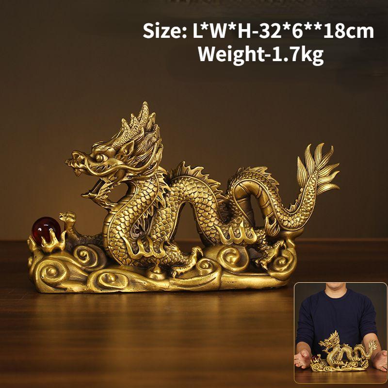 Chinese Style Fengshui Zhaocai Wealth Attract Auspicious Dragon Ornaments Copper Dragon Ornaments Craft Gifts Decorations Craft
