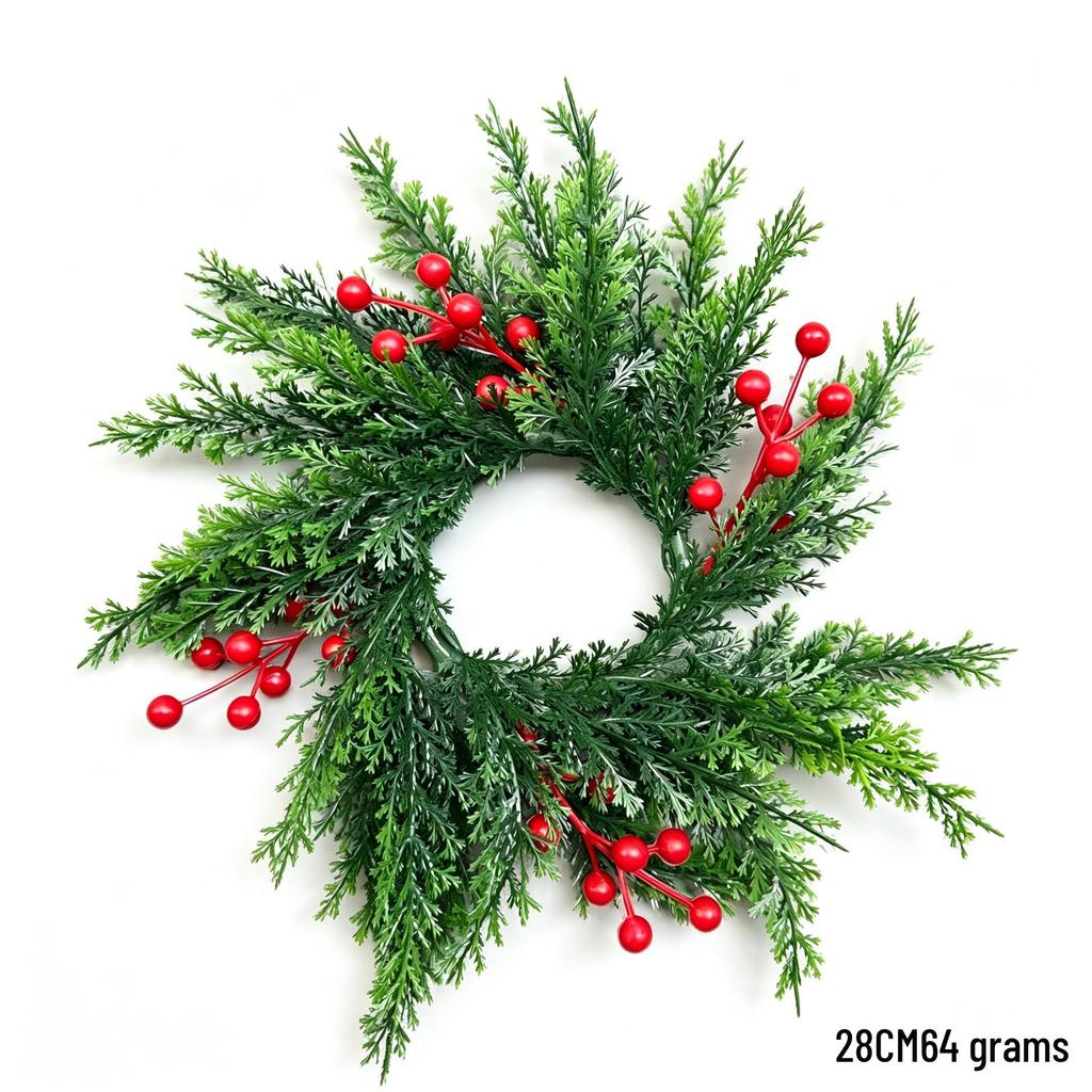 Christmas Simulation Plastic Pine & Berry Wreath - Festive Dining Table Decoration
