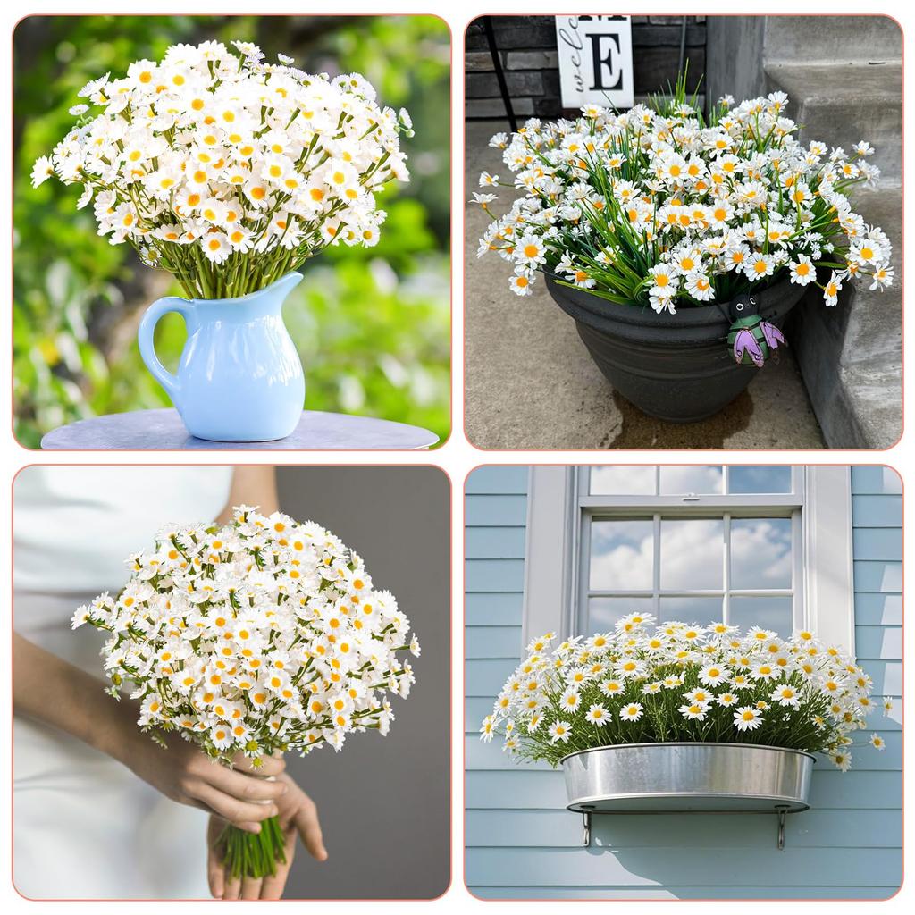 120heads Artificial Daisy Flowers Small Daisy Fake Flower Bouquet for Valentines Wedding Party Table Decoration DIY Home Decor