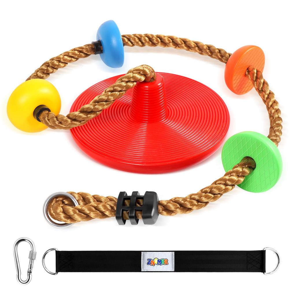 WHDZ Climbing Rope Swing for Kids, with Hanging Strap & Carabiner, 100kg Weight Capacity, OutdoorIndoor PlaygroundPark (Red)