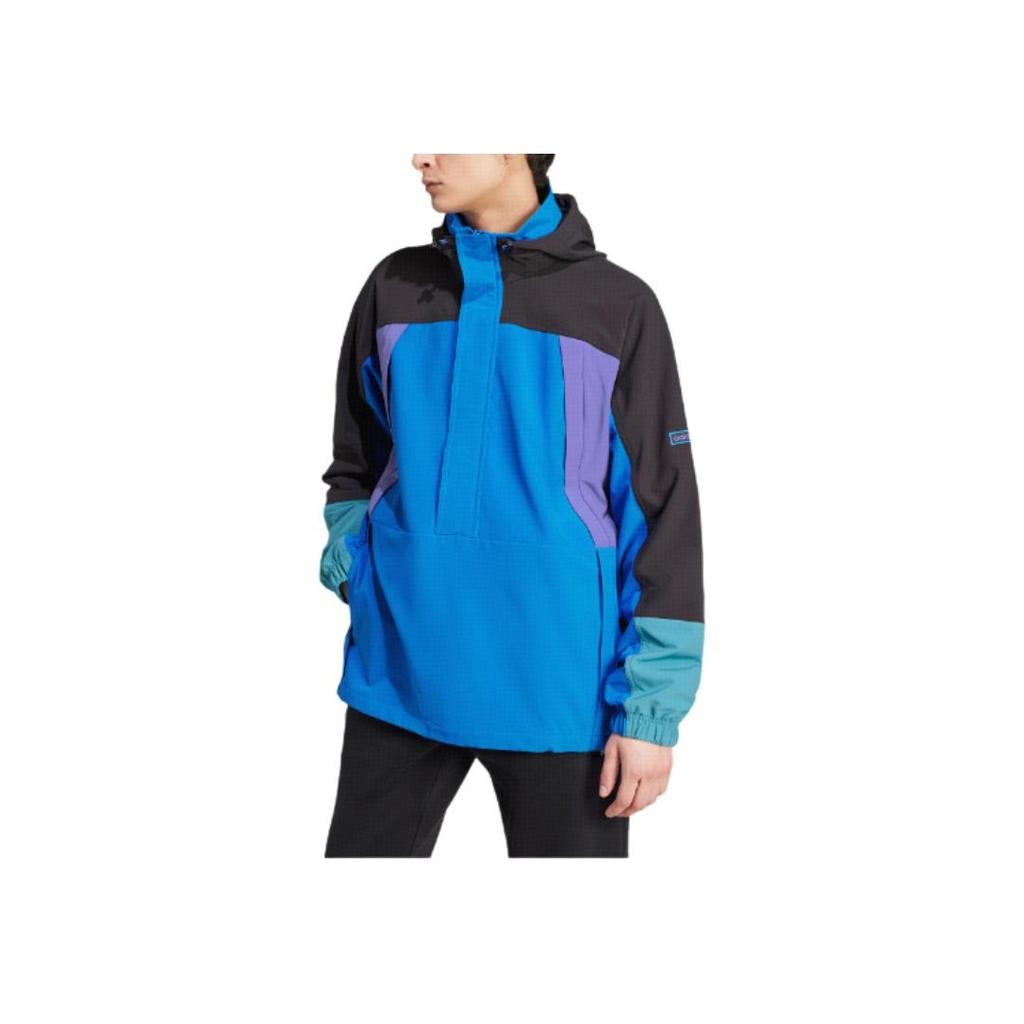 adidas Giacca Sportiva Anorak Colorblock Originale Vestibilità Larga Manica Lunga con Cappuccio Uomo Giacca Blu JF2854