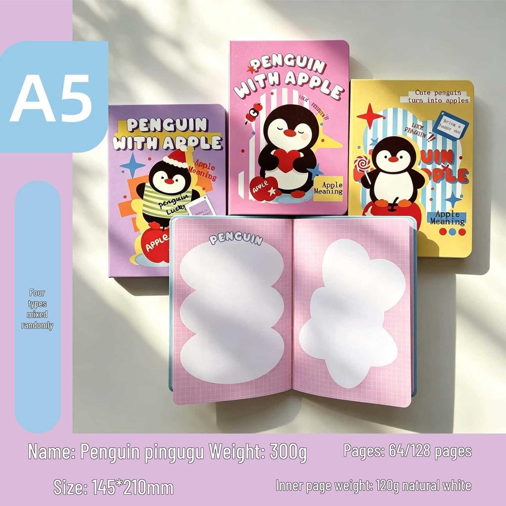 A5 Cartoon Notebook with Color Pages - Thick, Portable Diary for Students