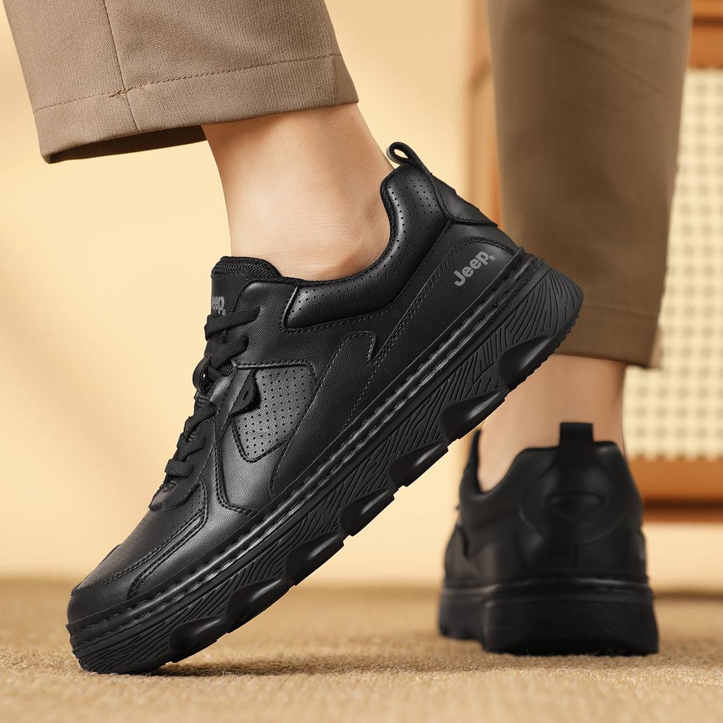 Jeep Classic Stylish Thick-Soled Casual Shoes Men Sneakers Black P551M13308