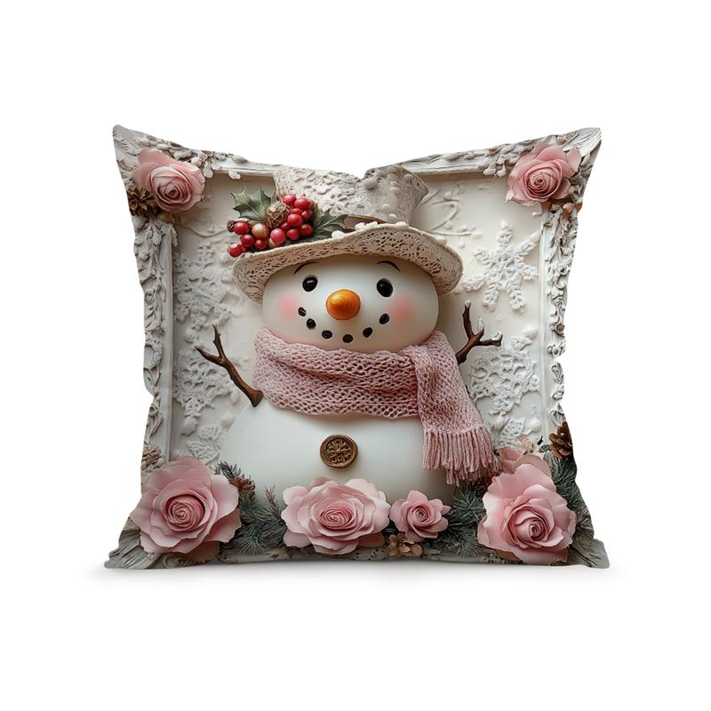 Vintage Christmas Cushion Pillowcase Printed 100% Polyester 45X45Cm Throw Pillowcover Decorative Sofa Cushion Pillowslip Decor