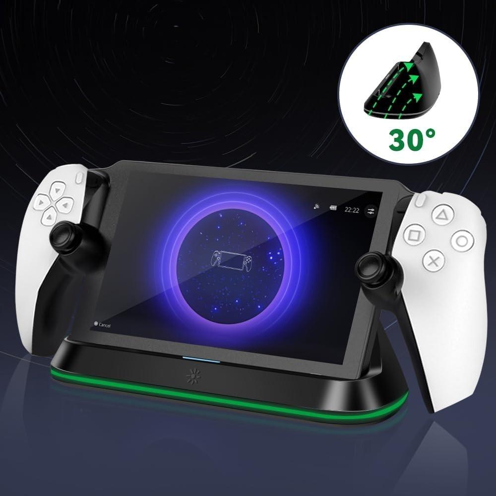 RGB Portable Charging Dock Charging Stand Station for PS5 Portal Consoles Accessories with 7 Lighting Modes and Type C Cable Quick Charging with Light