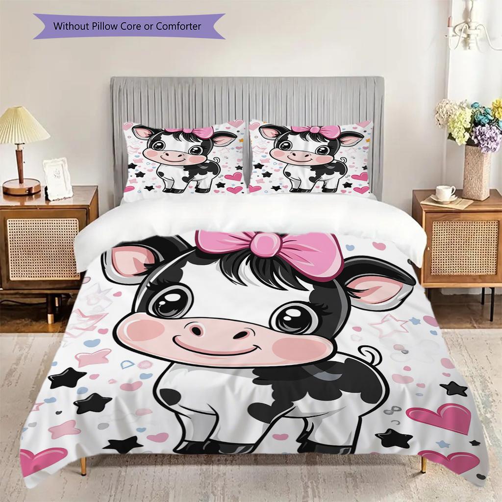 Cow Pattern Bedding Quilt Set Quilt Cover Pillowcase Home Decoration Birthday Gift (1 * duvet cover + 2 * pillowcase, without core)