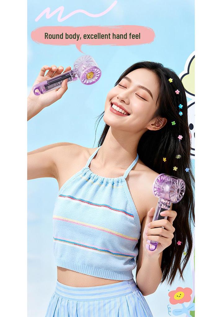 Portable USB Handheld Fan with Strong Wind, Climbing Hook, and Atmosphere Light
