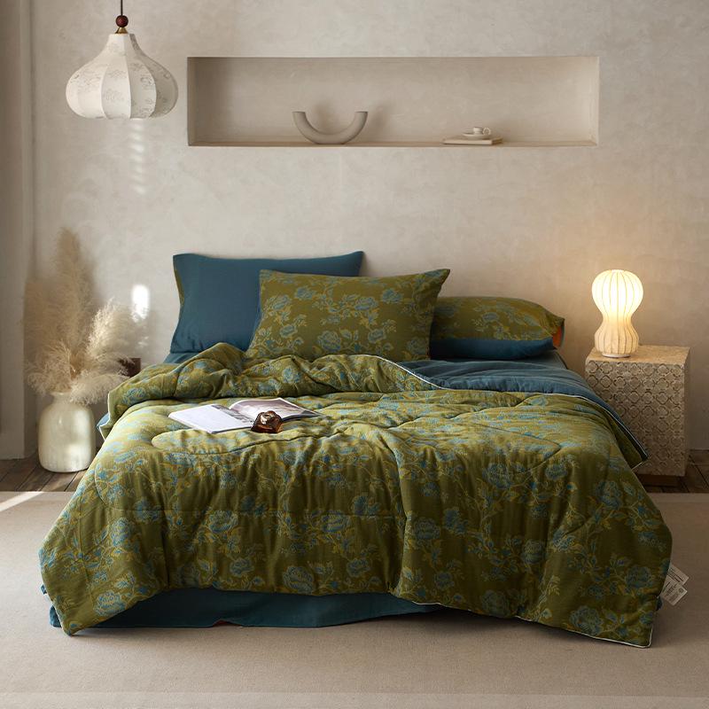 2026 A-Class Cotton Double Layer Jacquard Summer Quilt 4-Piece Set - Breathable, Non-Stuffy, Machine Washable Bedding