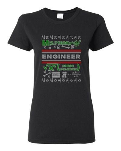 Ladies Engineer Math Mathematics Ugly Christmas Funny Humor DT T-Shirt Tee Unisex T-Shirt XXXL
