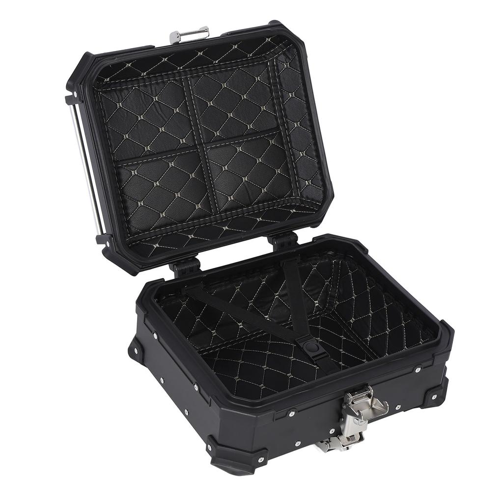 Rear Top Case Aluminum Alloy Water Resistant Fit Motorcycle Top Box Shockproof with Safety Lock for Helmet Luggage