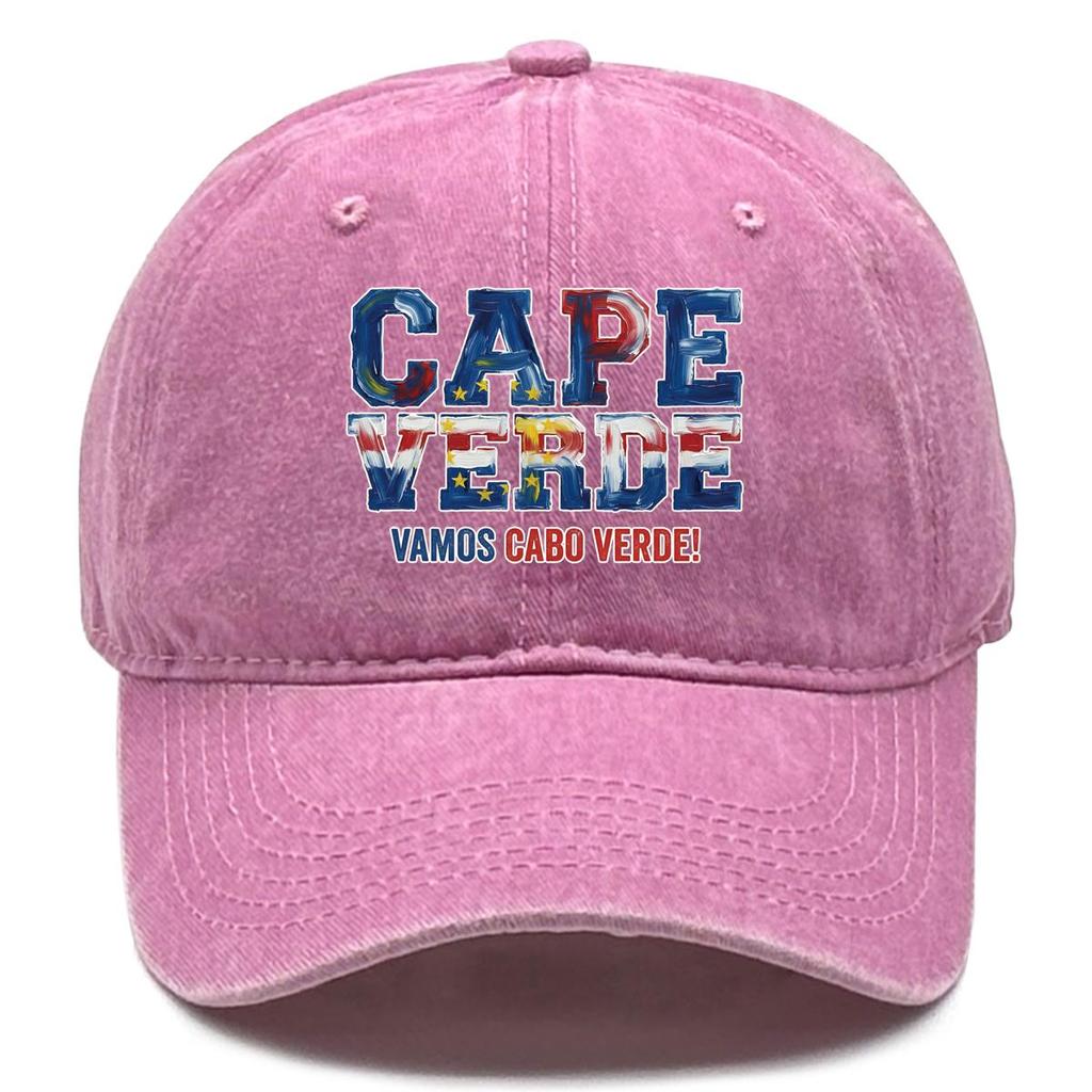 "CAPE VERDE" "VAMOS CABO VERDE" Flag Printed Snapback Baseball Cap , Adjustable Sun Hat Headwear Lightweight Stylish Vintage Man's Cap