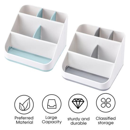 Bathroom Storage Box with 6 Compartments Large Capacity Non-Slip Design Toothbrush Toothpaste Holder Countertop Vanity Organizer