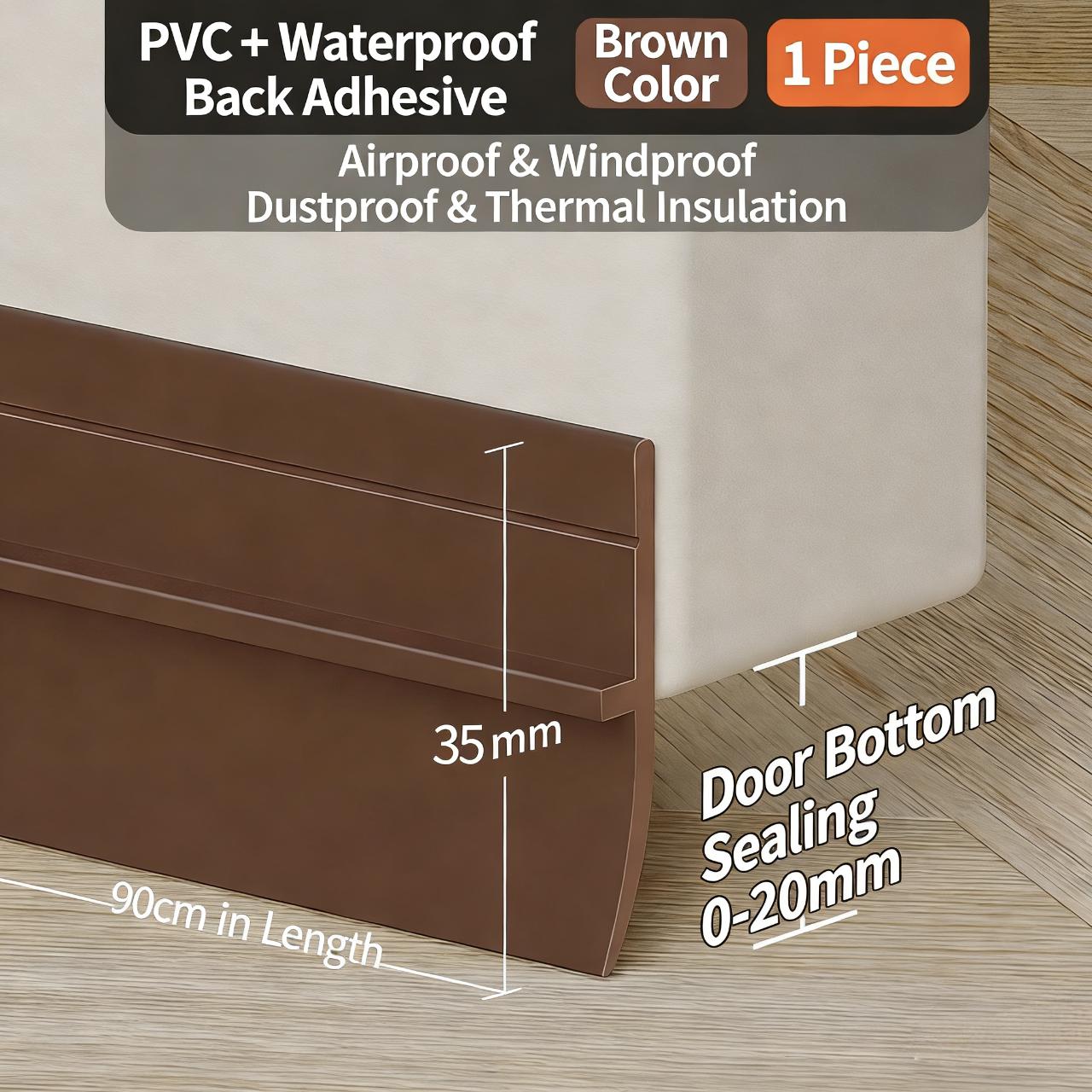 

1pc Noise Reduction Door Draft Stopper Insect Prevention Self-adhesive Weather Stripping Home Door Bottom Sealing Strip 3.5cm&90cm коричневый