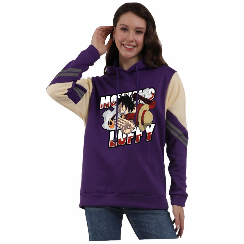 One Piece Pirate King Men's and Women's Color Block Fleece Hoodie - Autumn/Winter