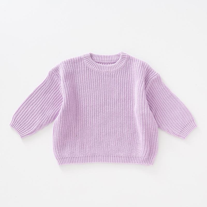 Hot Selling Girls' Solid Color Knit Pullover Sweater