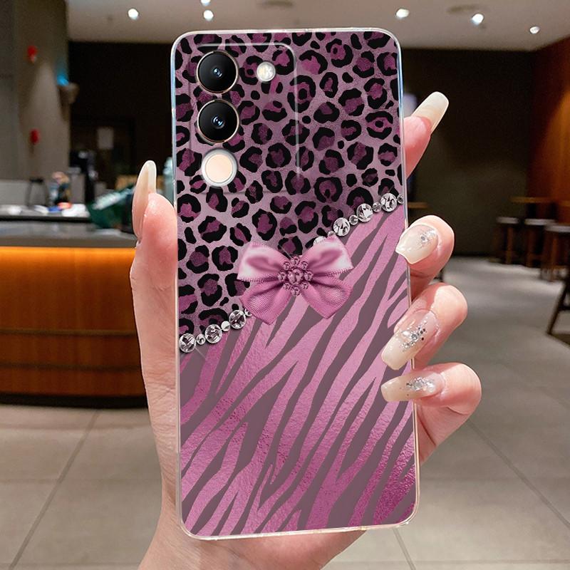 Phone Case For Vivo V29e V27e 5G Slim Soft TPU Cover Clear Silicone Aesthetic Luxury Fashion Butterfly Flowers New Design Case
