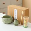 8pcs Cherry Blossom White Matcha Bowl with Matcha Whisk Set, Japanese Tea Set Includes Matcha Bowl with Spout