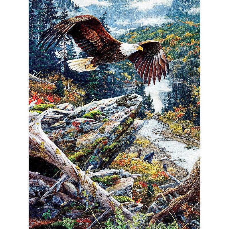 New 5D DIY Diamond Painting Eagle Diamond Embroidery Animals Cross Stitch Full Round Drill Crafts Home Decor Manual Gift