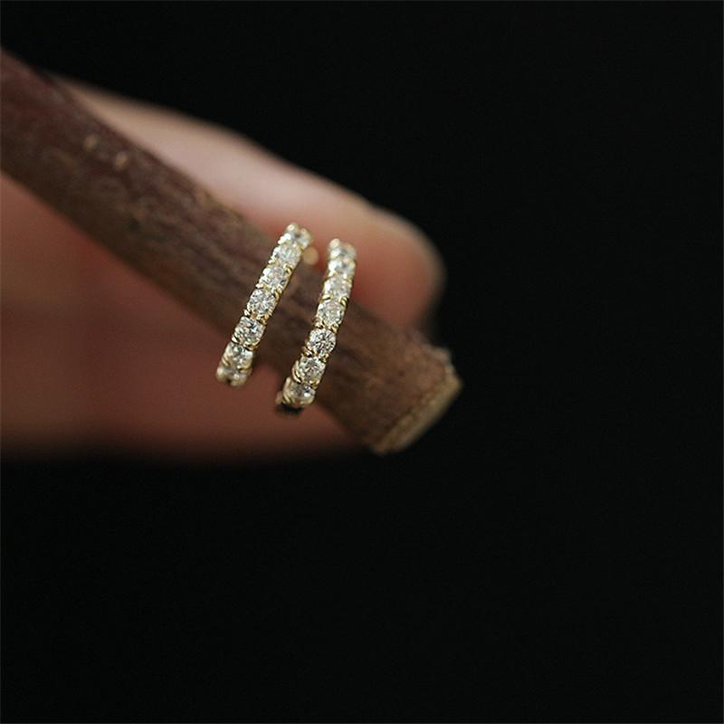 

925 Sterling Silver French Simple Pavé Crystal Earrings Women Fashion Charm Party Jewelry Plating 14k Gold Accessories Silver
