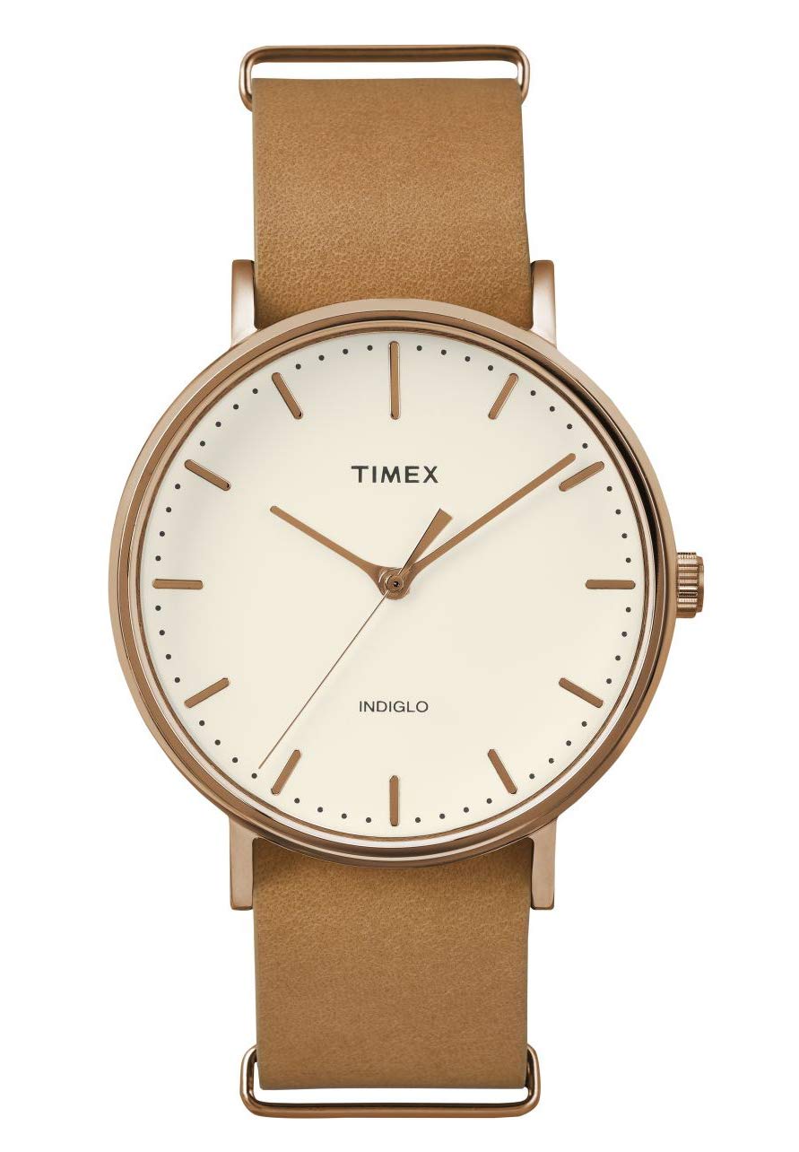 

Часы TIMEX унисекс (Weekender Fairfield [Номер модели: TW2P91200]) Аналоговый [Розовое золото x Загар/**]