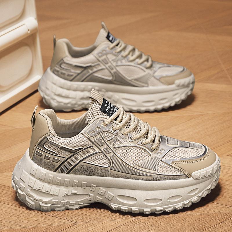 Fashion Mens Distressed Style Dad Shoes 2025 New Spring Breathable Thick Tire Sole Casual Sneakers