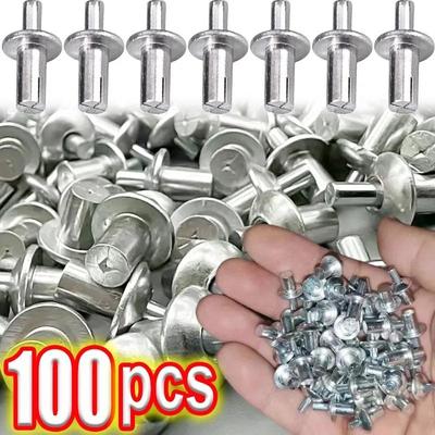 100 STÜCKE Aluminiumlegierung Spreiznieten Hammerantriebsnieten Schlagnieten Schlagnieten Typ Kleine Gewindeschneid-Spreizschrauben Befestigungselemente