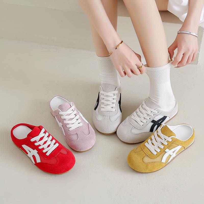 Little White Shoes Children's Summer New Student Leisure Through the Net Versatile Lazy Half Slippers