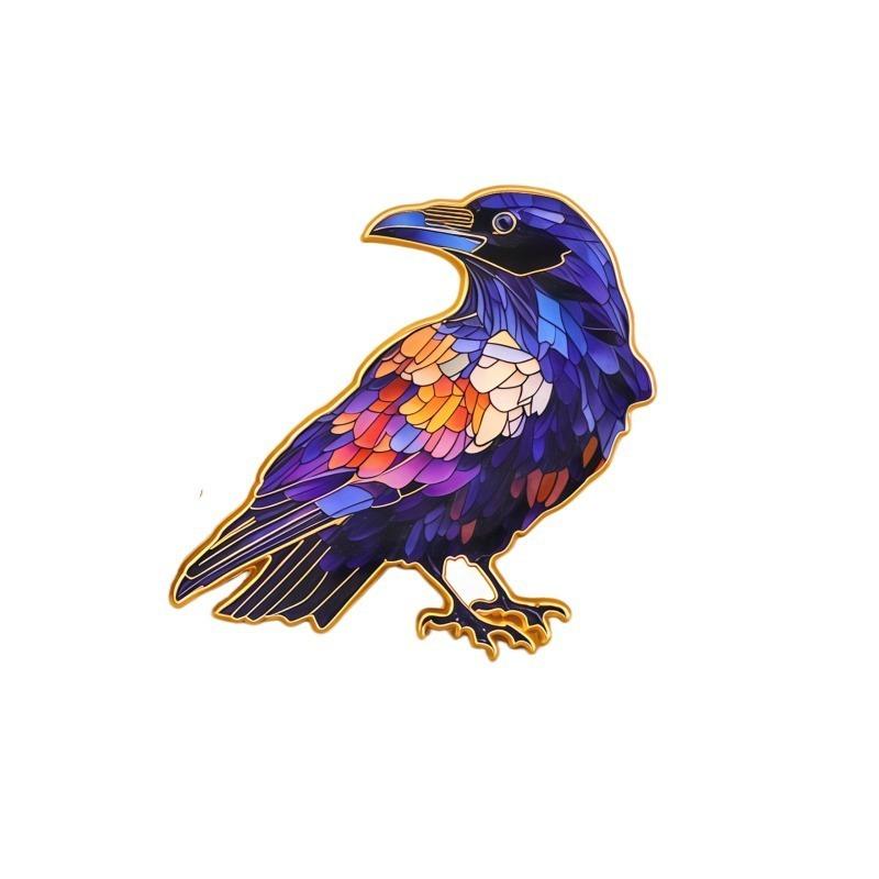 Einzigartiges Design Bunte Emaille Rabe Brosche Rostbeständiger Stift für Jacken Rucksäcke Punk Stil Schmuck Kollektion